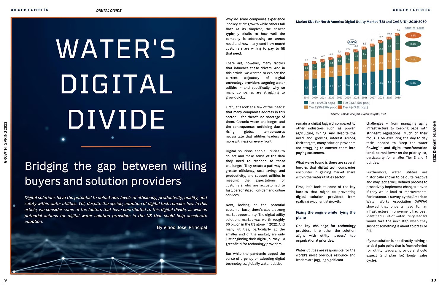 Water's Digital Divide, pages 9–10 of Amane Currents, Spring 2023
