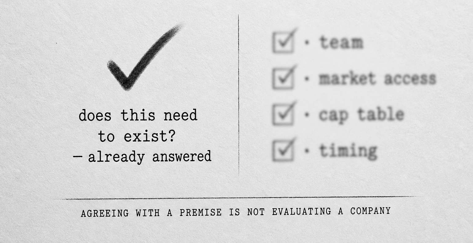 Agreeing with a premise softens every diligence question that follows